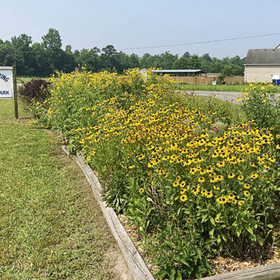 Garden and sign at Liberty Springs Ruritan Park